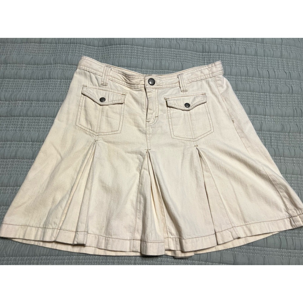 VTG Calvin Klein White Pleated Denim Mini Skirt 90s/ Y2K Size 10 Rockabilly